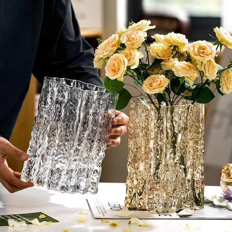 Vase en verre transparent haut de gamme pour la décoration de la maison