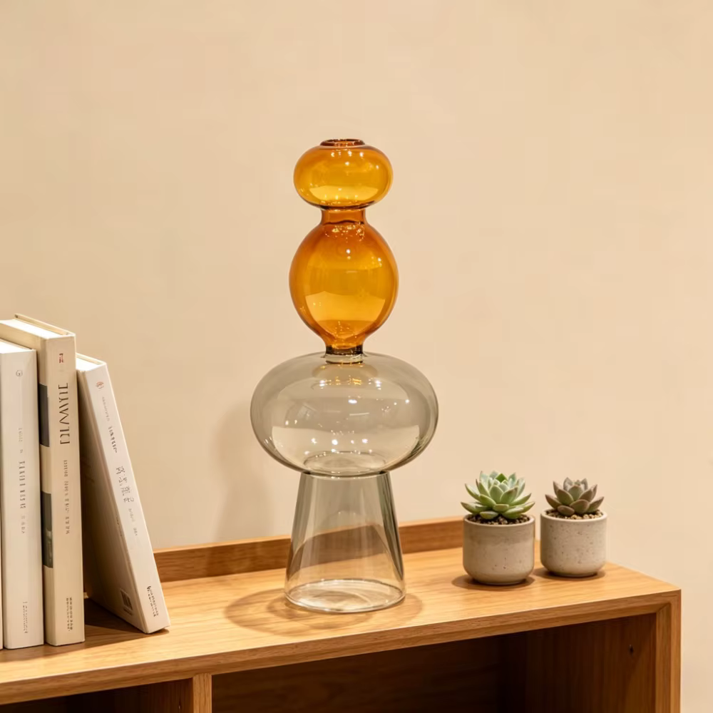 Vase en verre transparent à double couche