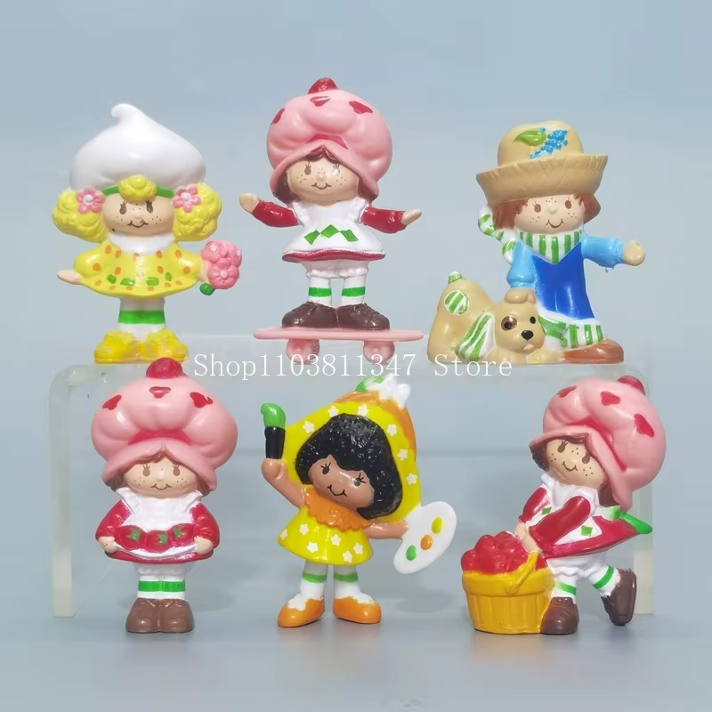 Figurines mignonnes de l'anime Strawberry Girl, 6 pièces, figurine d'action Strawberry Girl, modèle en PVC, jouet décoratif, cadeau de Noël, cadeau d'anniversaire