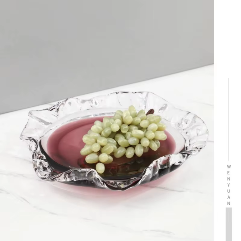 Plateau à fruits en verre plissé en forme de goutte d'eau, conteneur de rangement de bureau, plateau en verre gradué, plateaux décoratifs pour bijoux