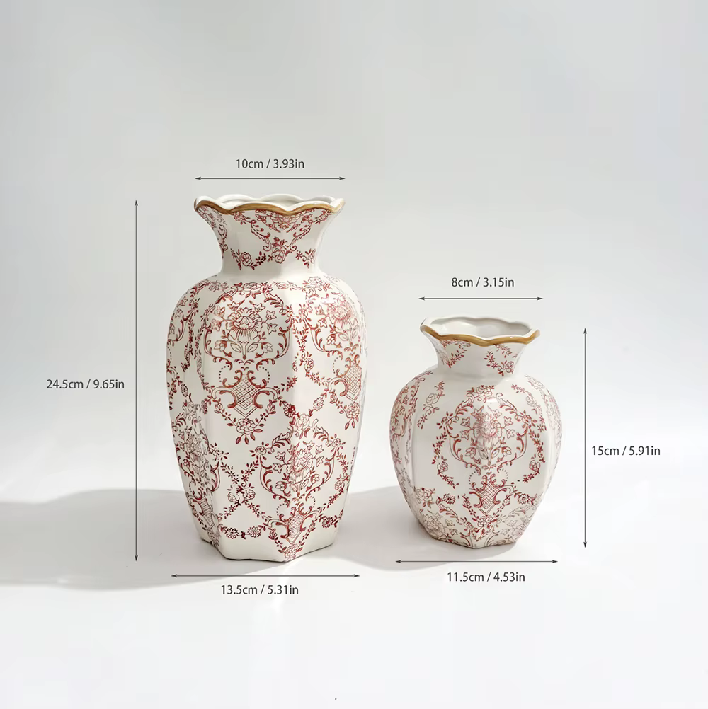 Vase en porcelaine rouge et blanc