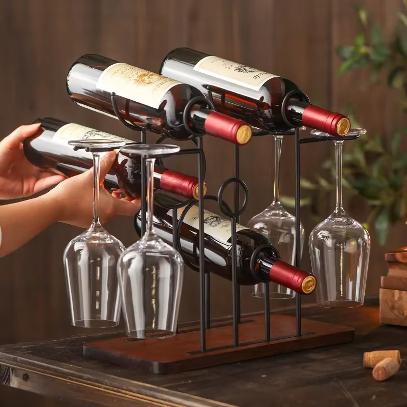 Support de verre à vin en bois créatif suspendu