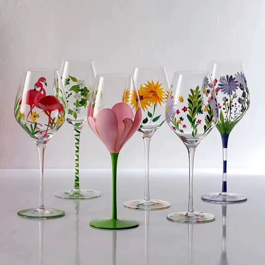 Verres à Champagne Vintage peints à la main