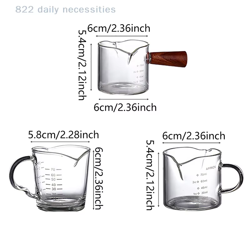 Verre doseur à expresso 70/75 ml avec double bec verseur