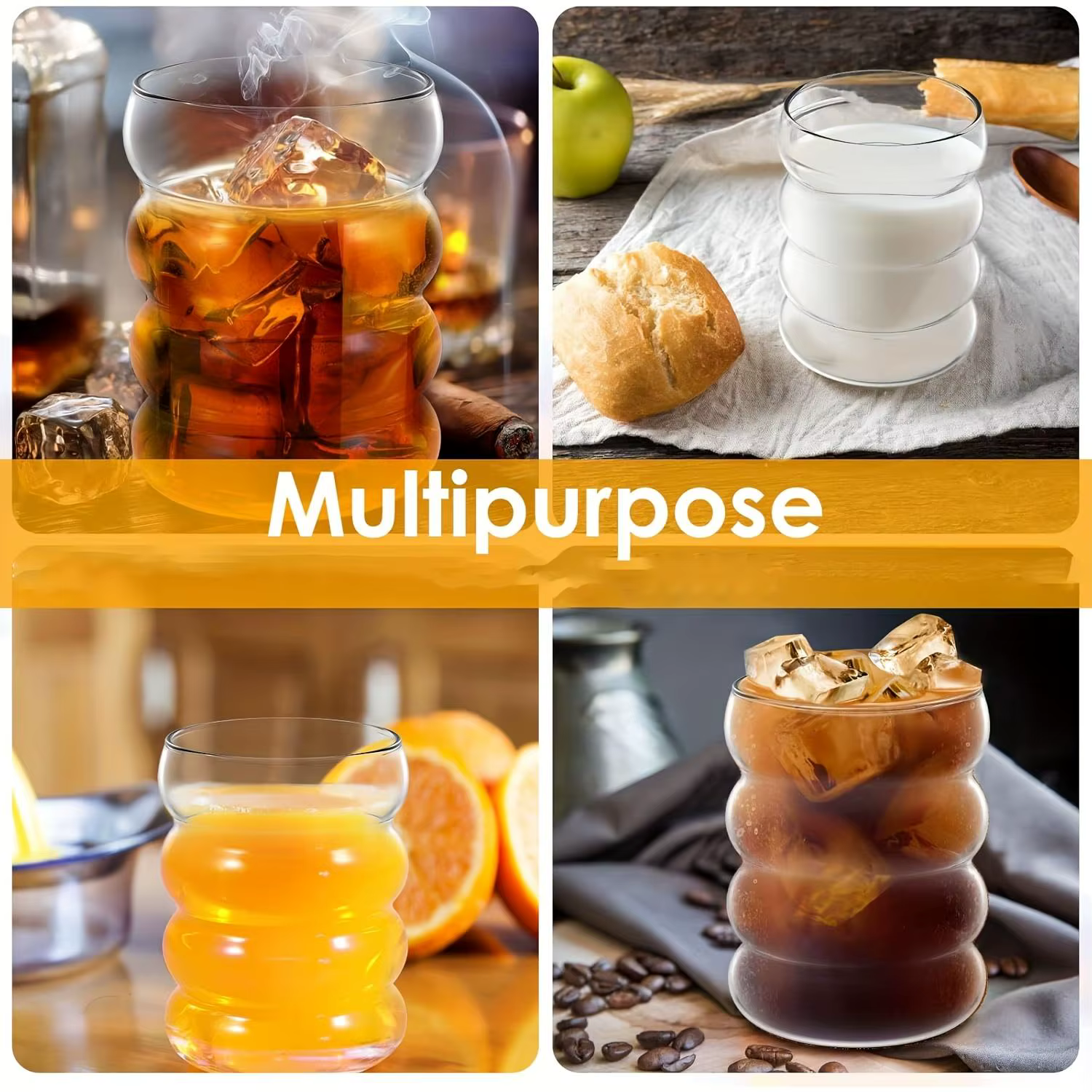 2 tasses à café en verre borosilicate élevé 350ML/11.8oz avec paille et brosse