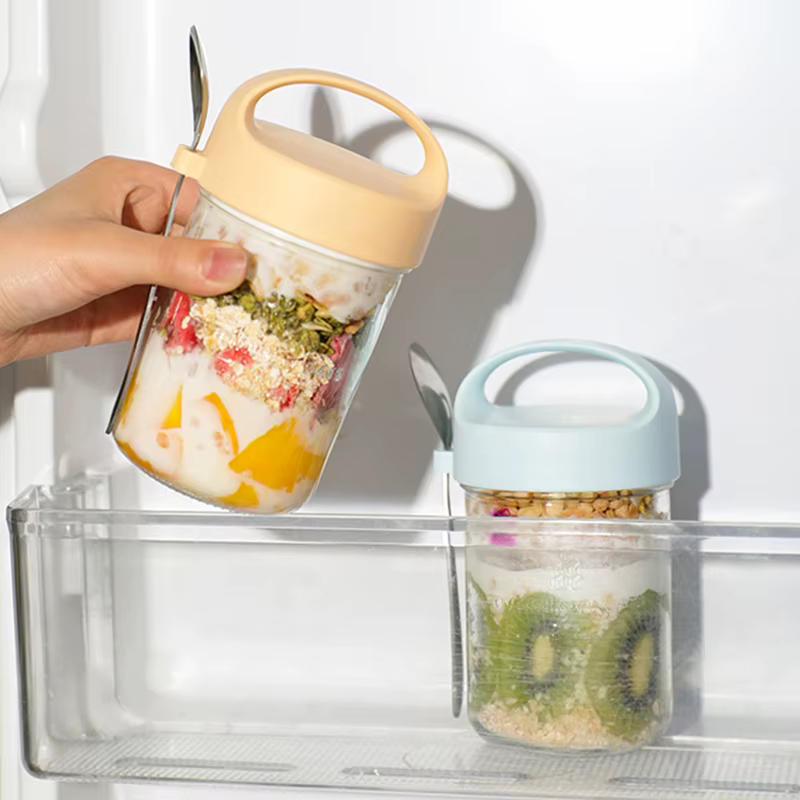 Pot en verre à large ouverture pour yaourt