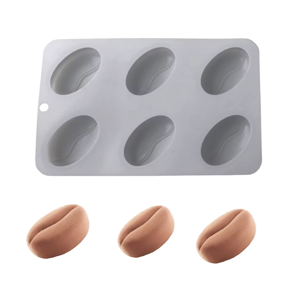 Moule en silicone à 6 cavités en forme de grains de café