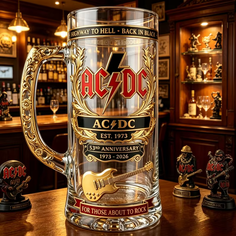 Verre à bière grande capacité AC/DC 53ème anniversaire du groupe, idéal pour les concerts de heavy metal, bars, pubs, fêtes, cadeau de collection pour les amateurs de rock