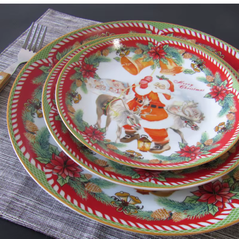 Assiettes à steak en céramique de Noël