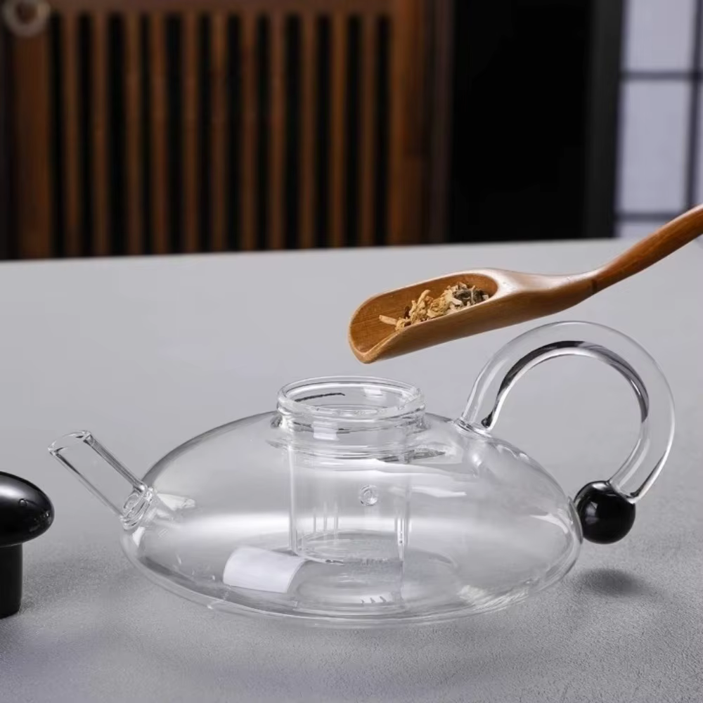 Théière en verre transparent avec infuseur