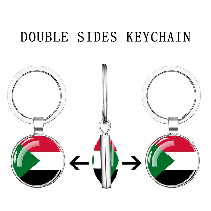 Porte-clés en verre double face avec pendentif breton, porte-clés Feel, pays d'Afrique, Algérie, Somalie, Tunisie, Maroc, Égypte