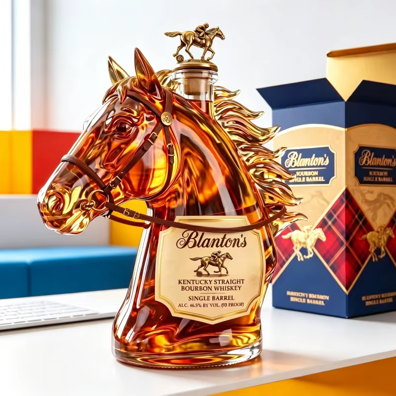 Carafe à whisky en verre en forme de cheval Blanton's
