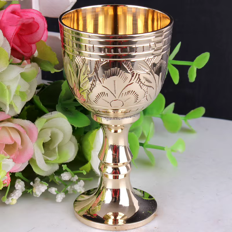 Verre à vin en laiton pur du Pakistan