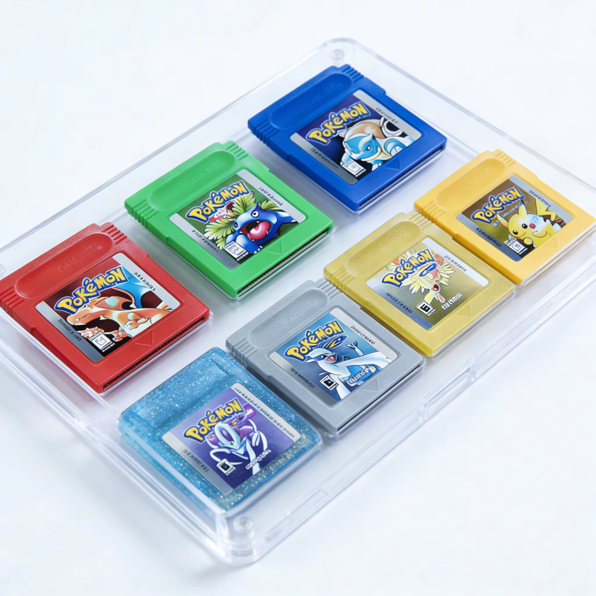 ● HOT USA ESP FRA GBC Lot de cartouches Pokémon Rouge/Bleu/Cristal/Or/Argent/Jaune/Vert Carte multilingue Carte de jeu Pokémon