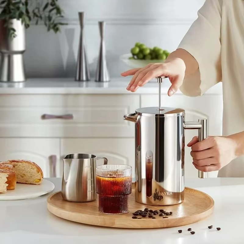 Cafetière à presse française en acier inoxydable
