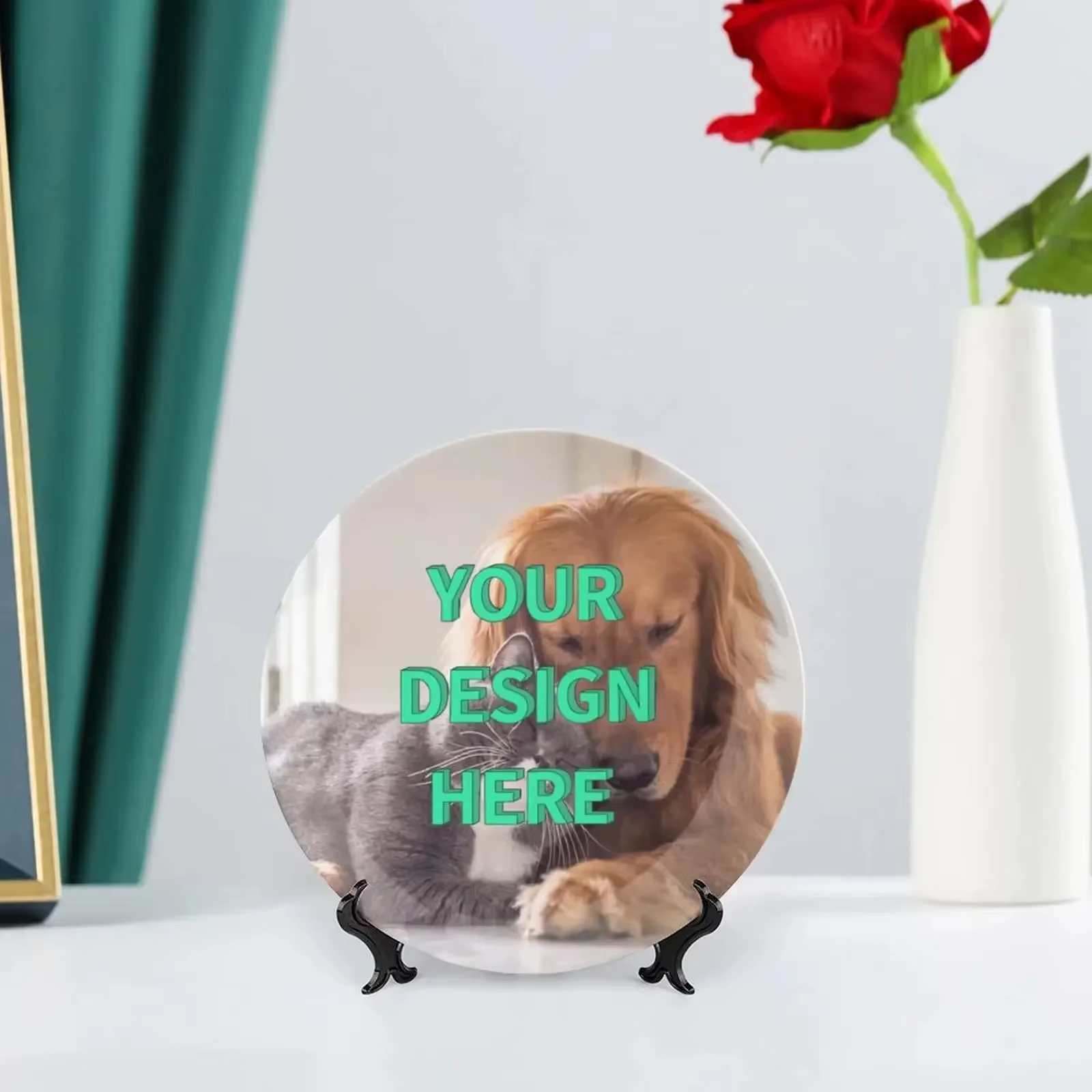 Assiette en céramique personnalisée avec support