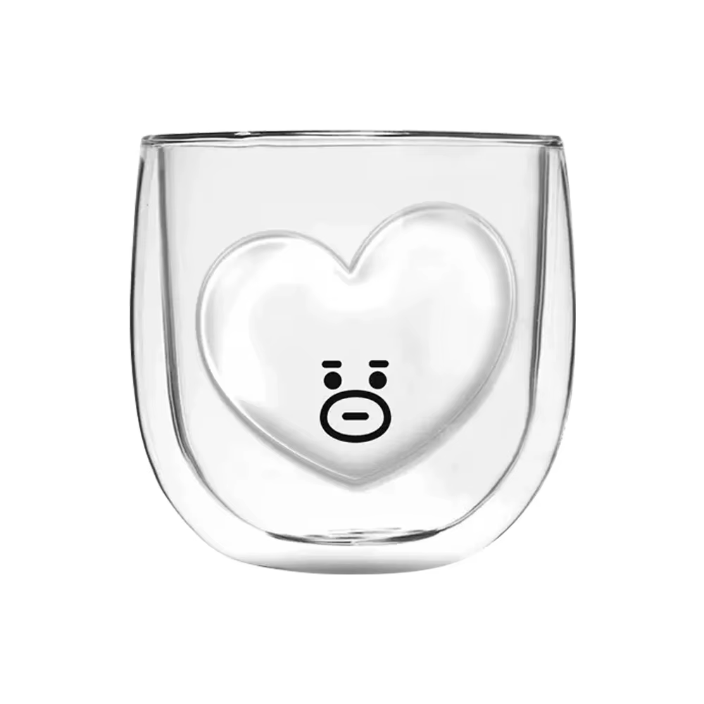 Tasses à café en verre borosilicaté à double paroi de dessin animé
