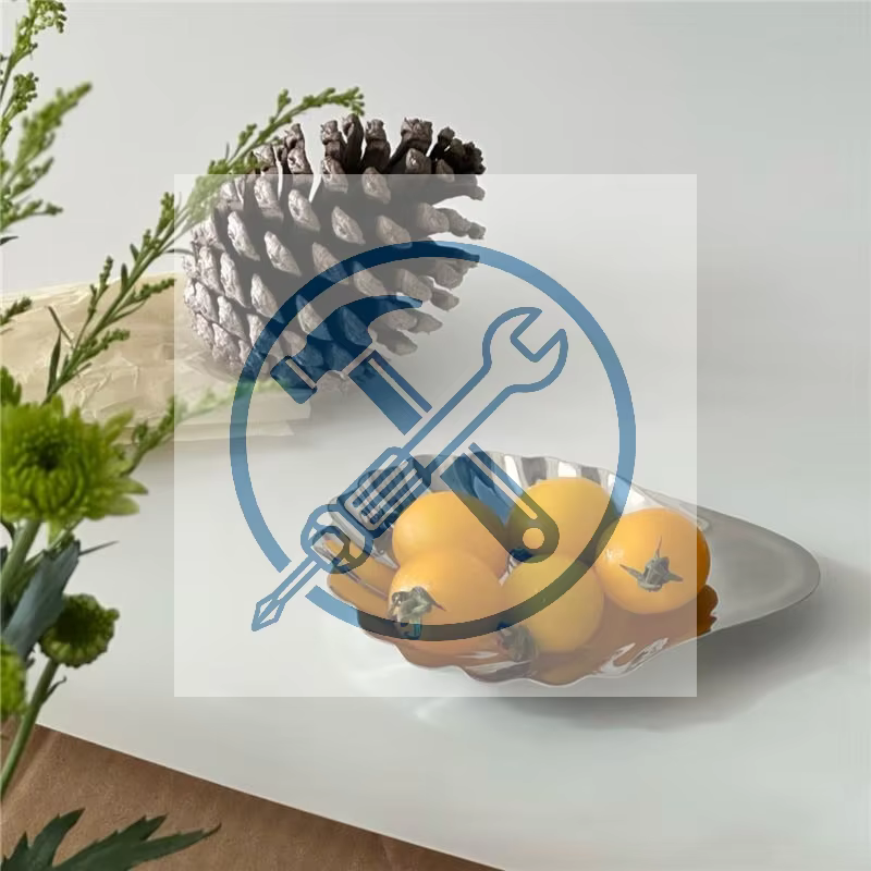 Assiette en acier inoxydable en forme de coquille