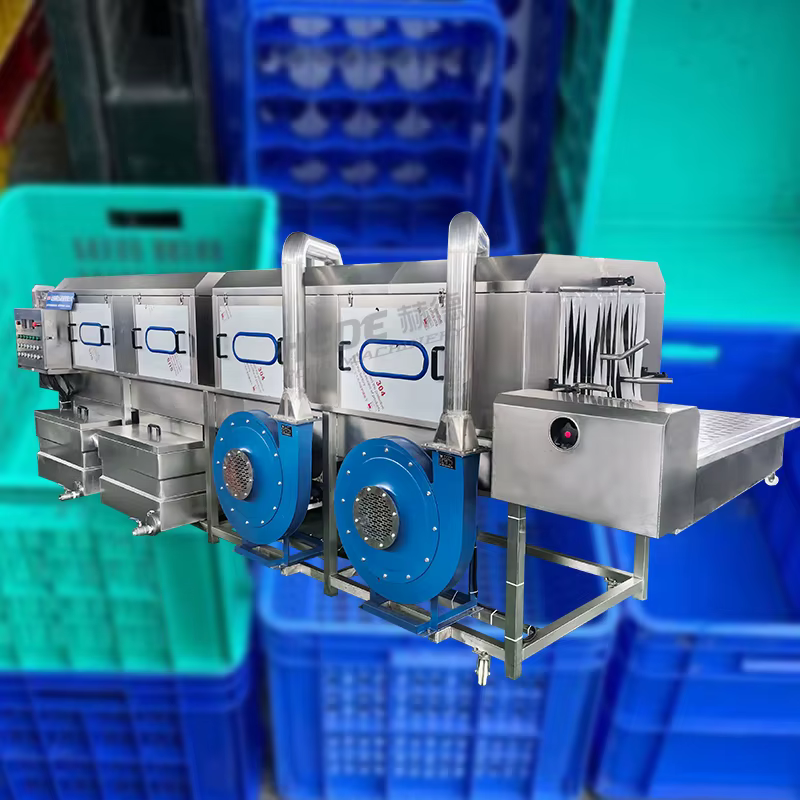 Machine de lavage de caisses industrielles personnalisable et efficace, nettoyage rapide avec faible consommation d'eau