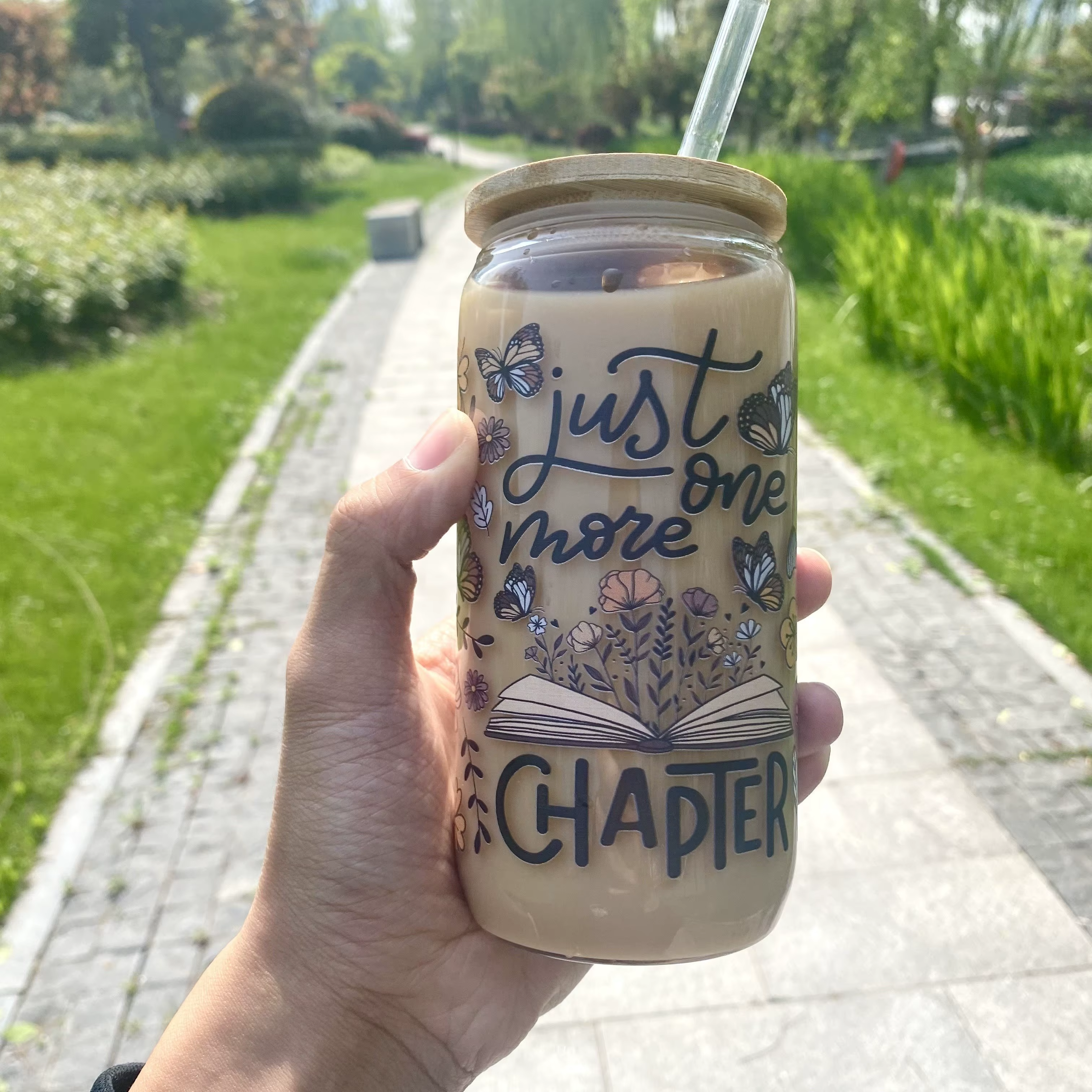 1 verre avec couvercle et paille – gobelet réutilisable