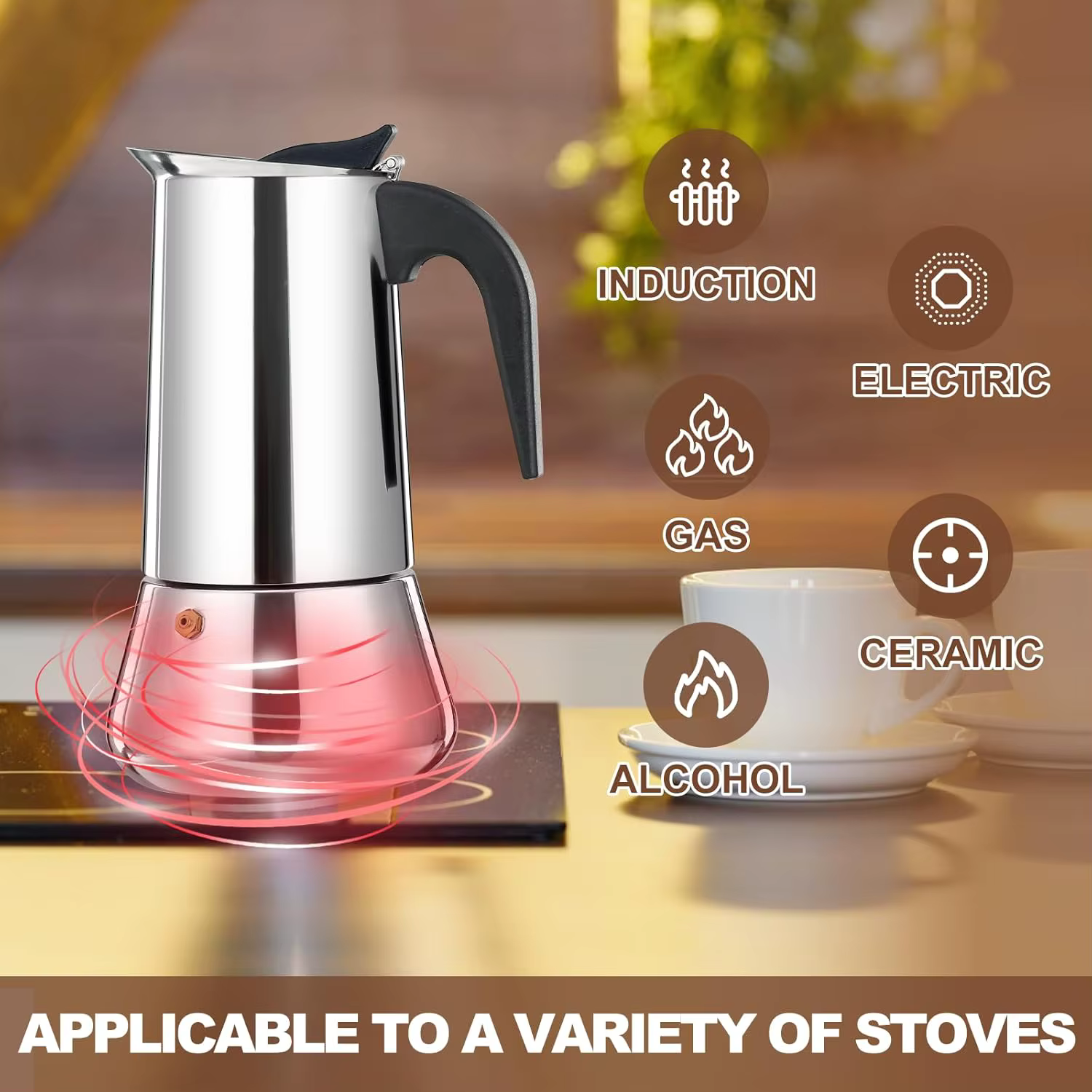 Machine à expresso de cuisinière en acier inoxydable