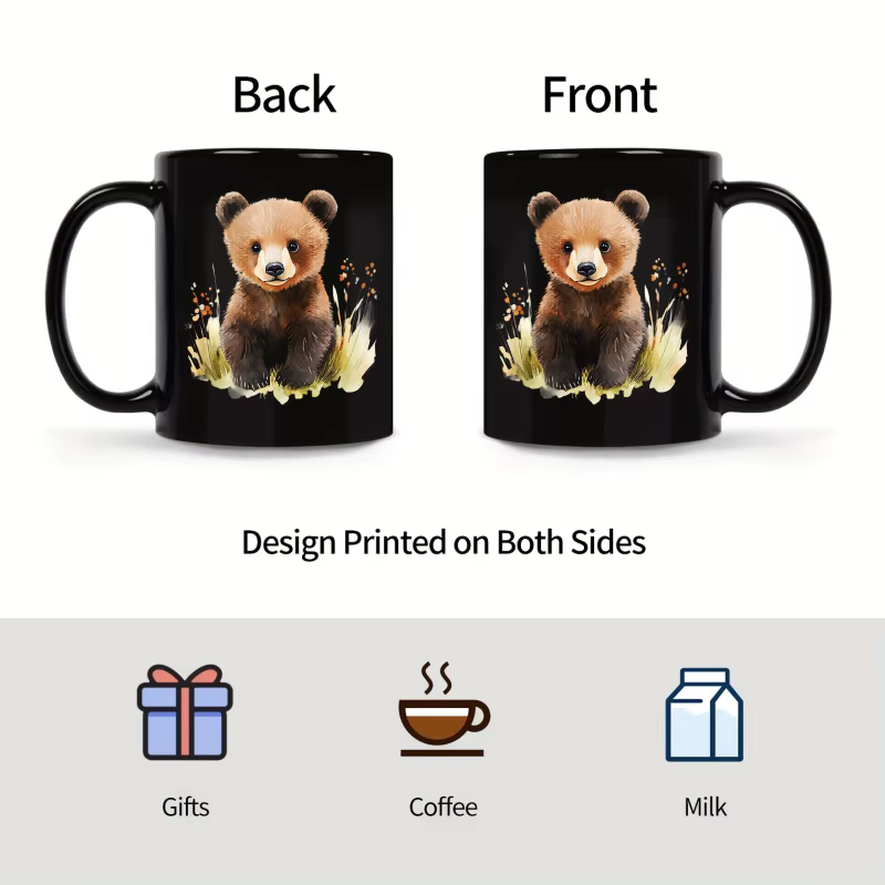 Tasse en céramique avec ours noir