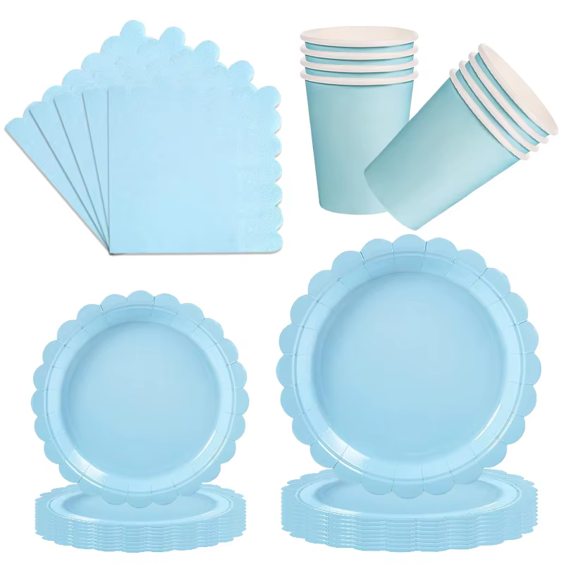 Vaisselle de fête d'anniversaire rose et bleue