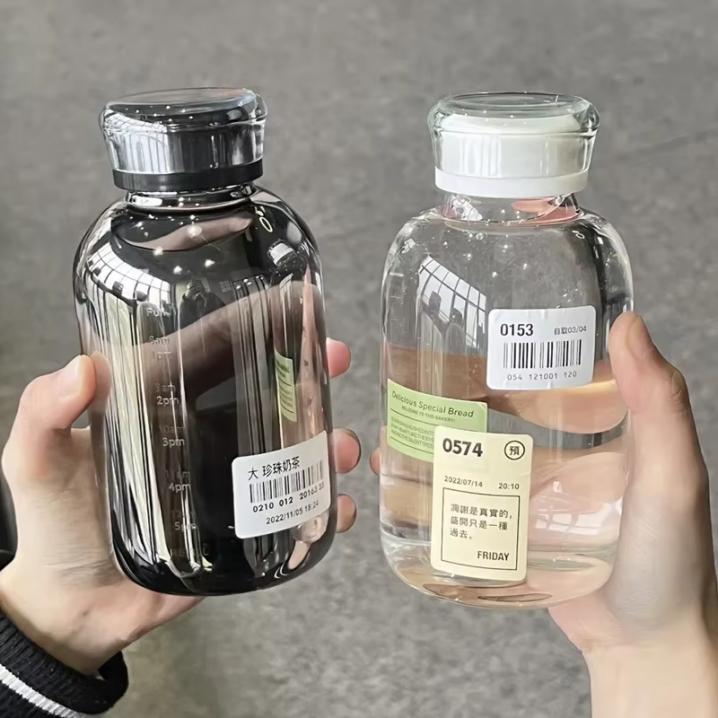Ins-Bouteille d'eau en verre avec marqueur de temps