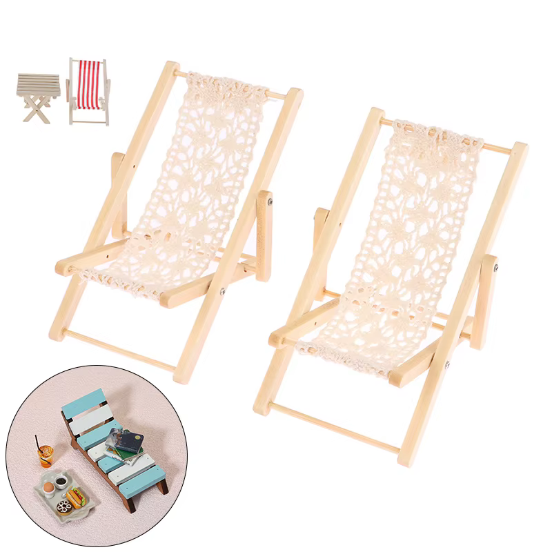 Chaise longue de salon de plage de simulation de maison de courses, jouets modèles, décoration de maison de poupées, mini meubles, accessoires, 1:12