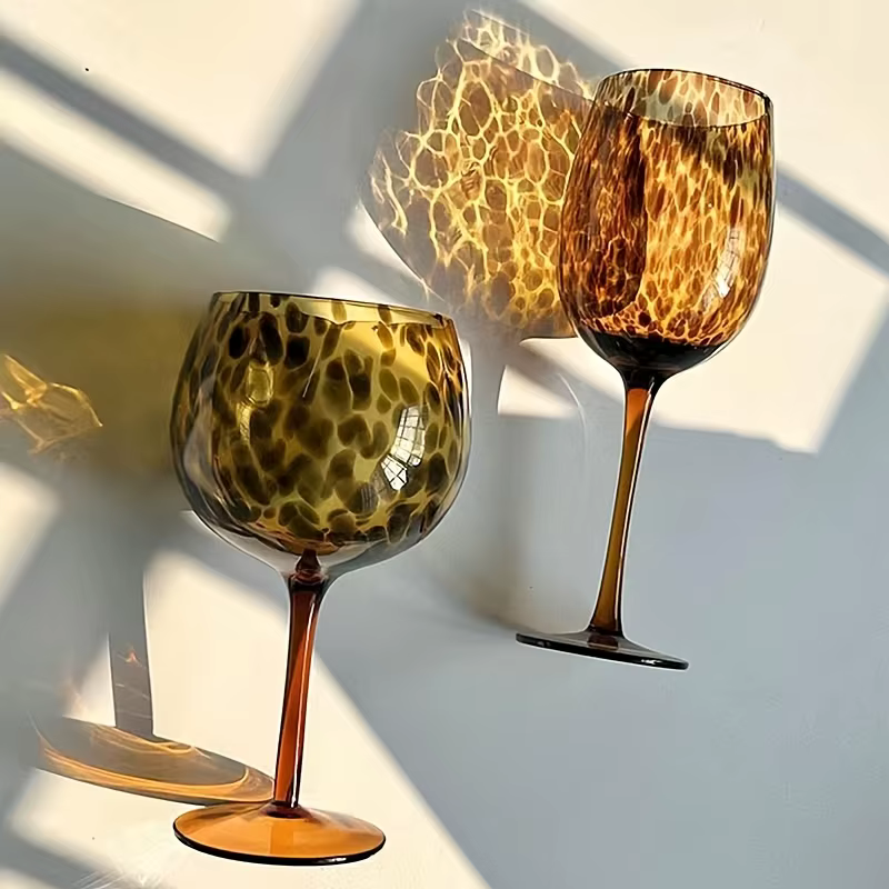 Verre à vin haut de gamme imprimé léopard