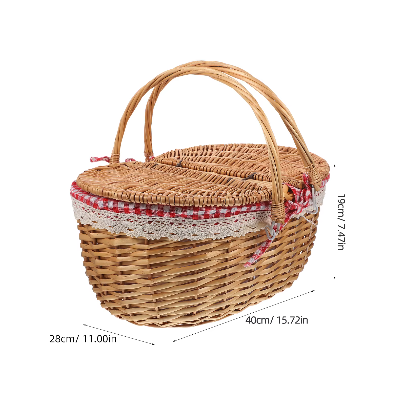 Panier de pique-nique en osier 38x28x18cm