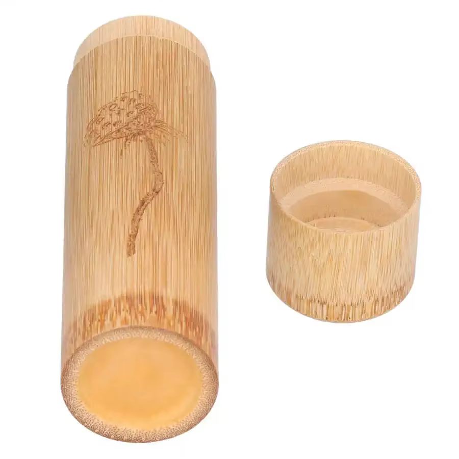 Boîte à thé ronde en bambou