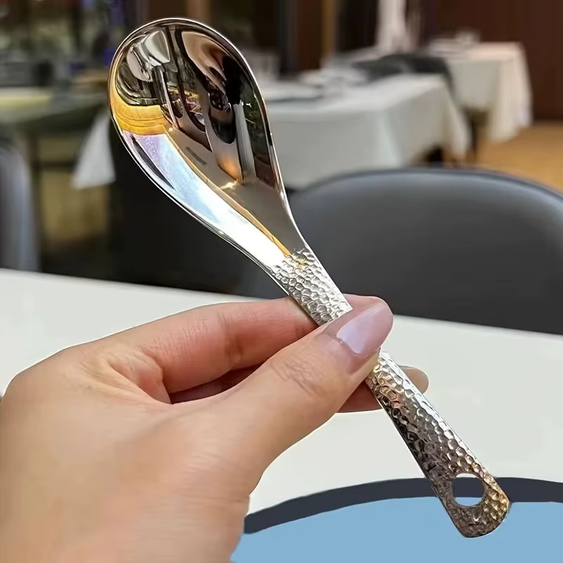 Ensemble de cuillères en acier inoxydable - Couverts polis miroir grande capacité pour desserts