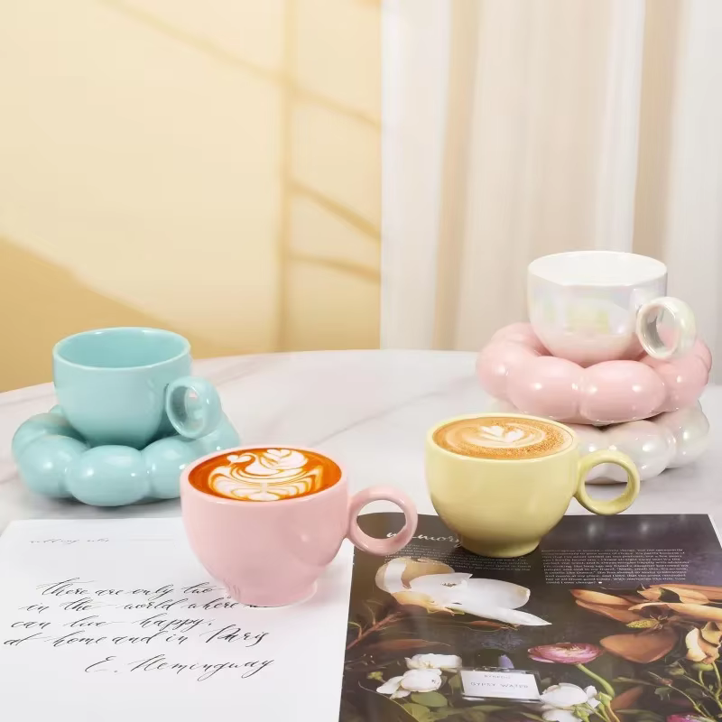 Ensembles de tasses à café en forme de nuage en céramique
