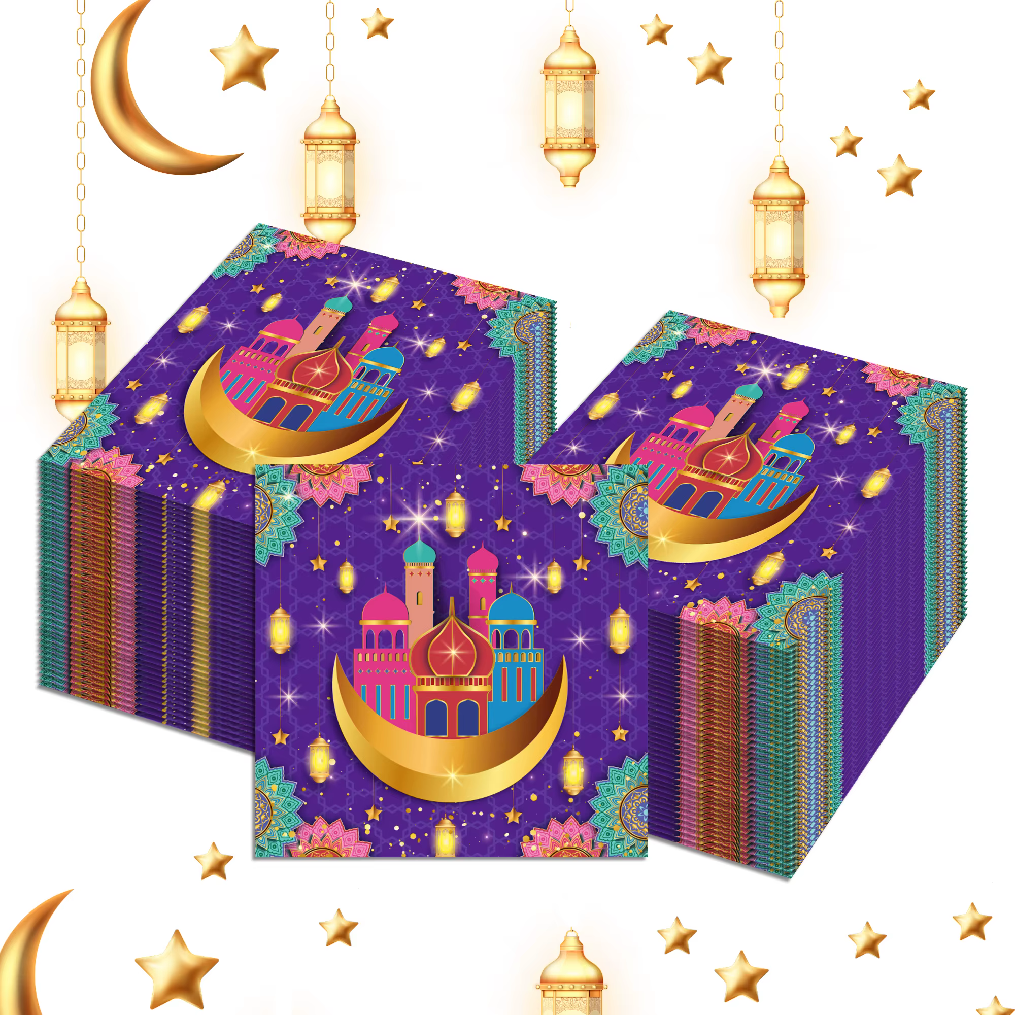 Eid Ramadan Mubarak fête vaisselle jetable ensembles islamique musulman Eid-ul-fitr lune étoile Festival