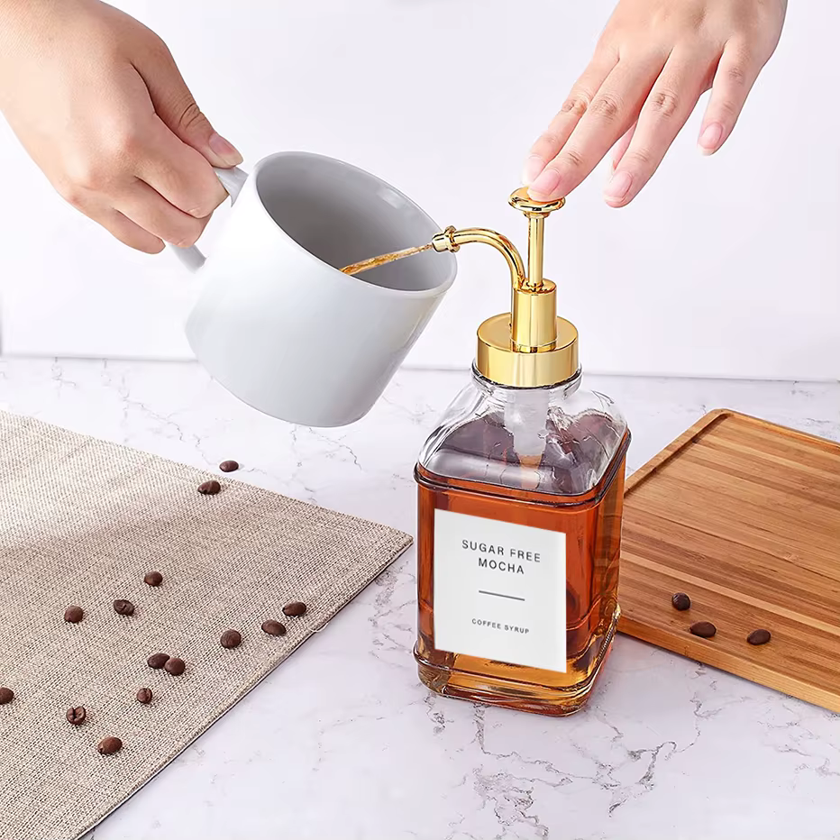 Distributeur de Sistressde Café en Verre de 500ml avec Pompe en Acier