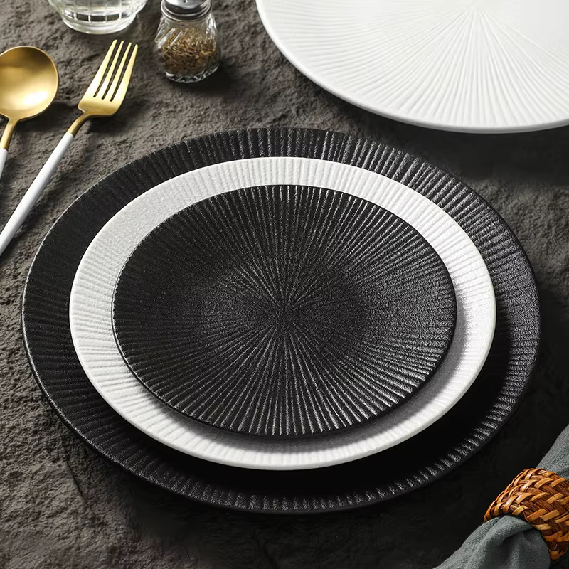 Assiette de table rétro noire assiettes de cuisine chinoise