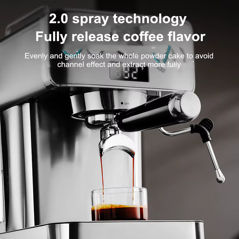 Machine à expresso semi-automatique 20 bars - Machine à café compacte en acier inoxydable avec mousseur à lait vapeur pour la maison/le bureau, italienne