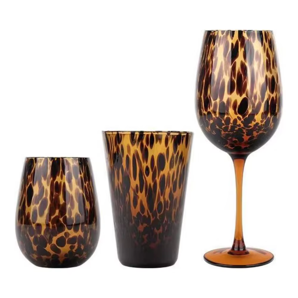 Verre à vin en verre de cristal léopard Vintage