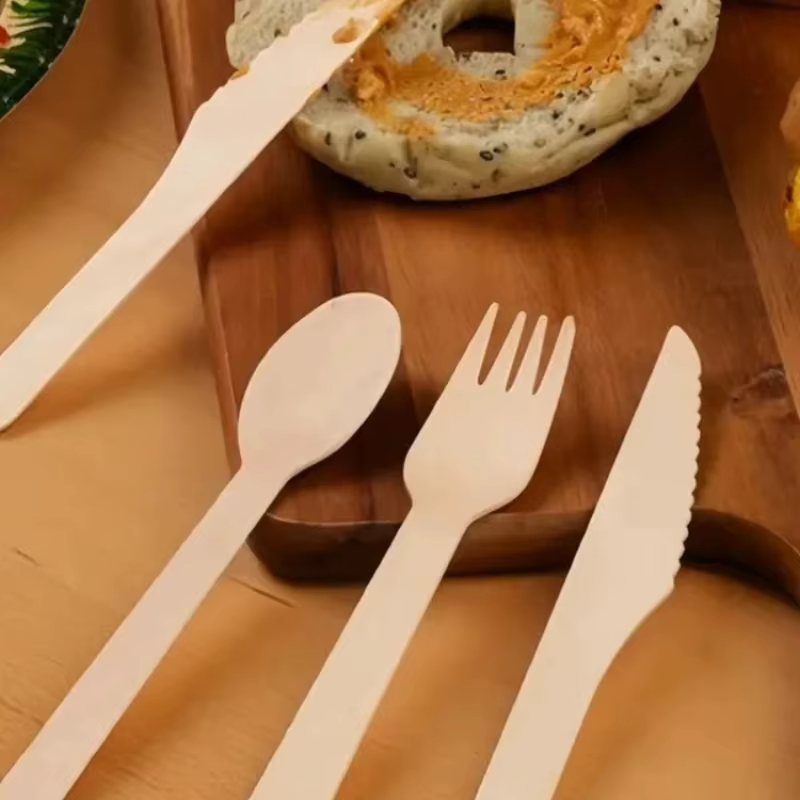 Lot de 50/100 couverts jetables en bois pour gâteaux et glaces – Cuillères