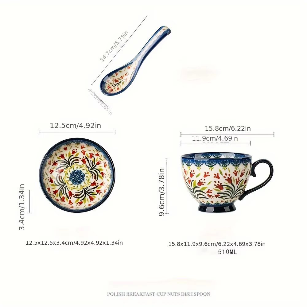 Ensemble de tasses en céramique polonaise avec couvercles