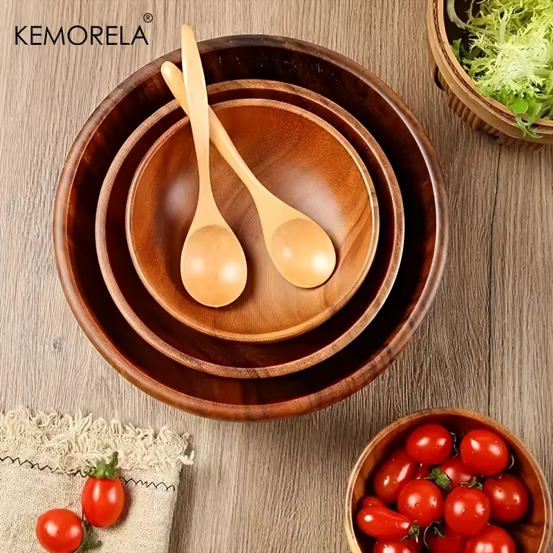 Bol à salade en bois d'acacia pour enfants