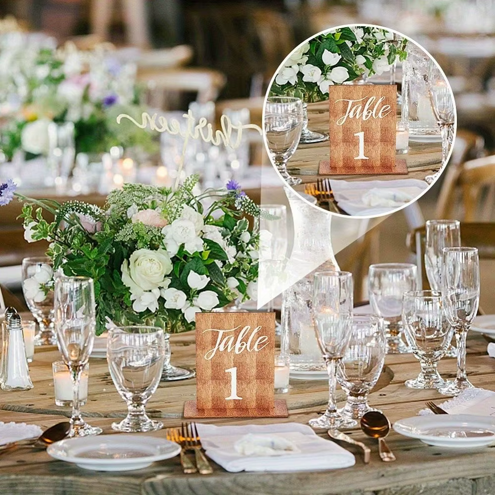 Numéros de table de mariage double face décoratifs