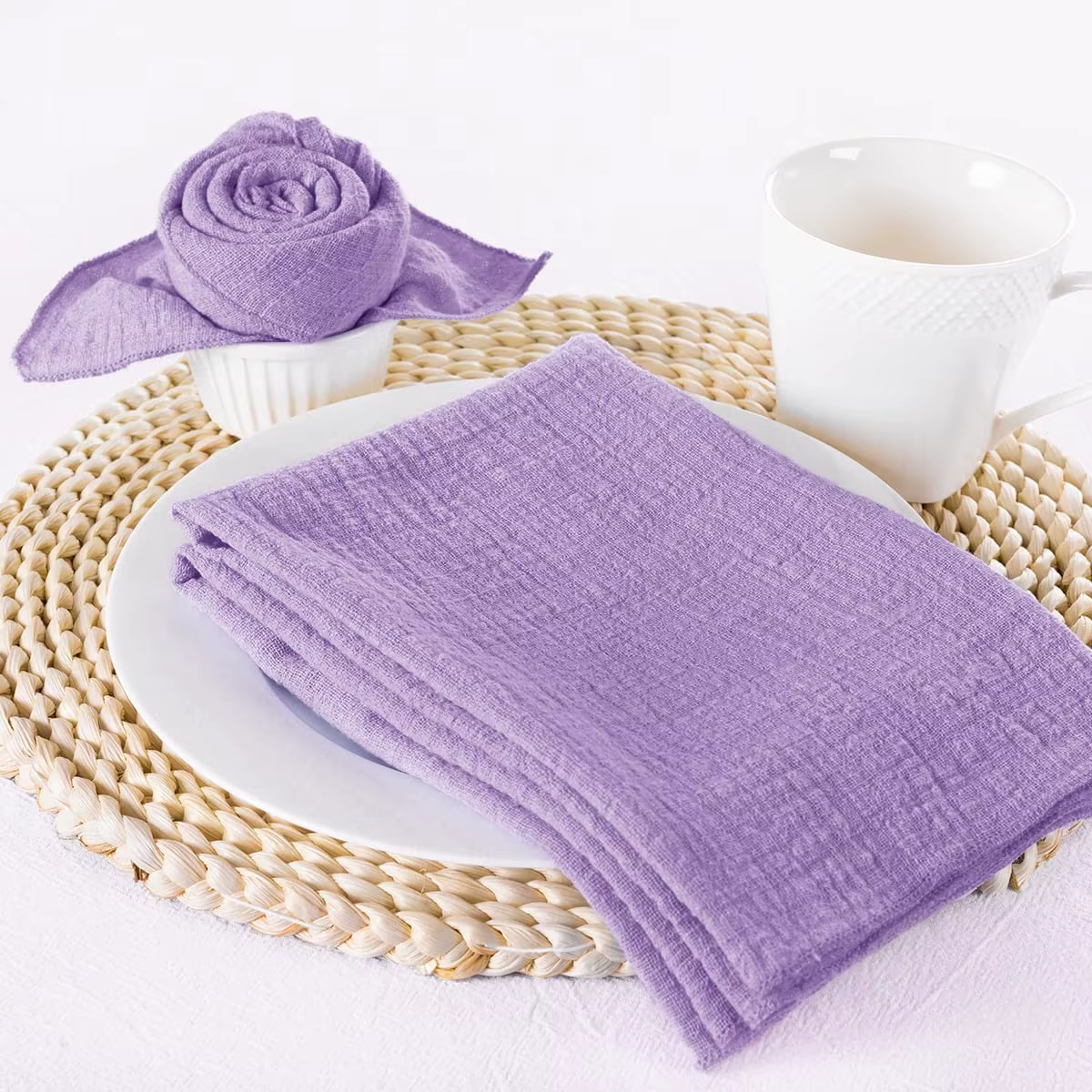 Ensemble de 6 Serviettes de Table en Coton Fait à la Main