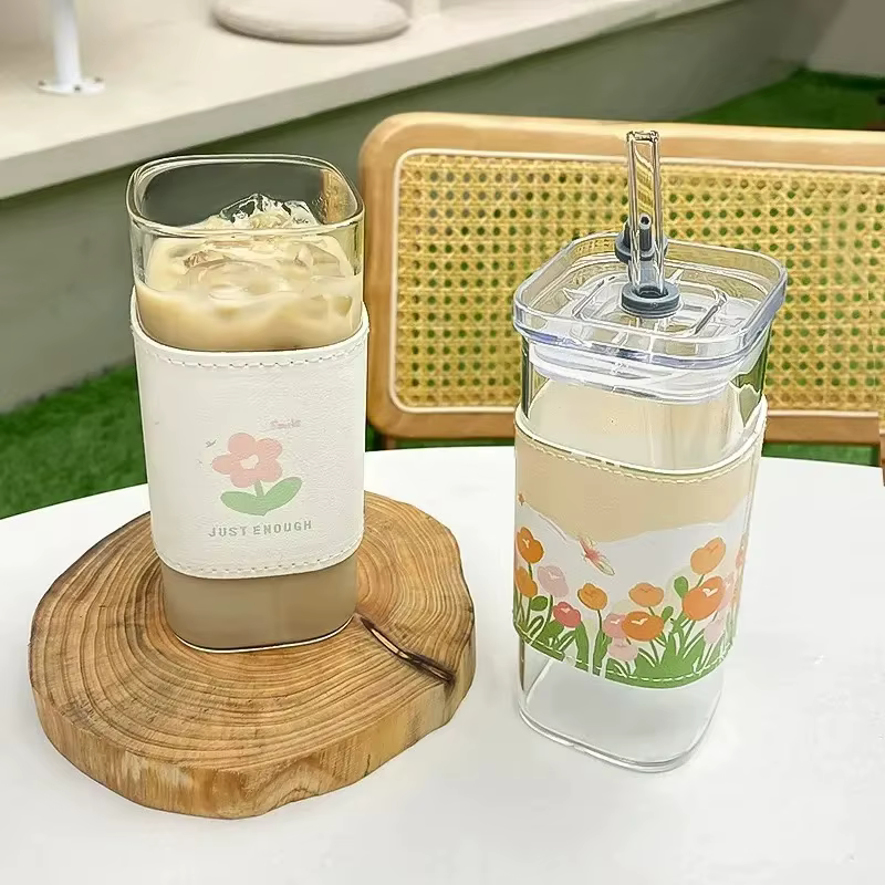 Tasse carrée en verre à café résistante à la chaleur