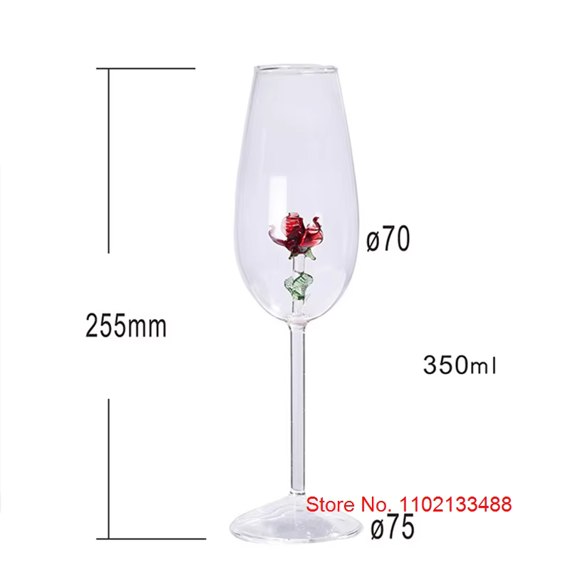 Verre à Champagne en Clip avec Rose à l'Intérieur