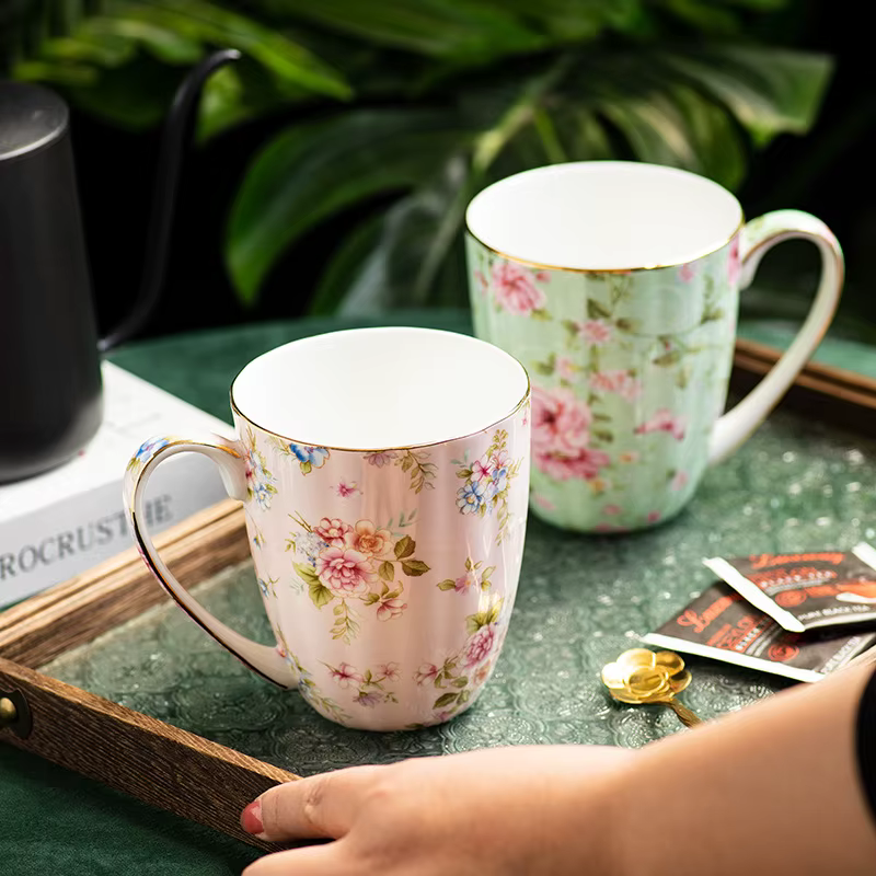 Tasse en céramique créative pour Couple, Vintage, fleur, petit déjeuner à la maison, tasse à lait, bureau, thé de l'après-midi, café, tasse d'eau, verres pour la maison
