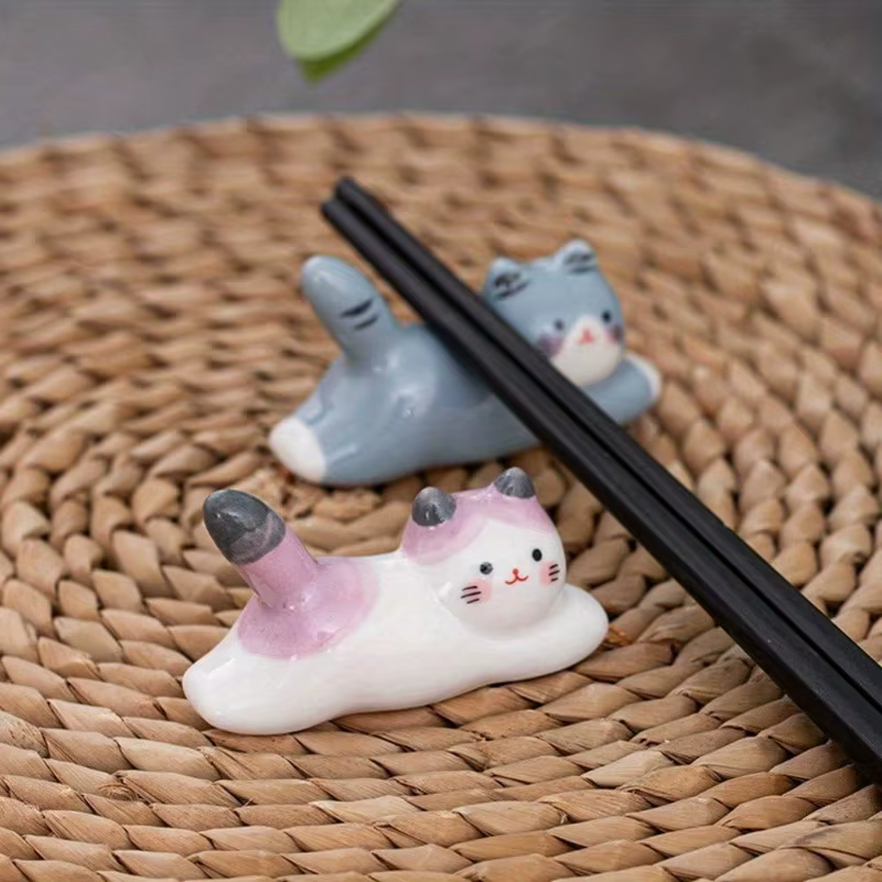 Porte-baguettes et ustensiles en céramique pour chat