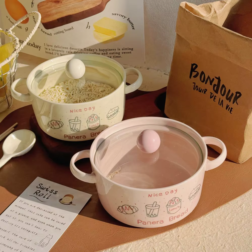 Bol Ramen Boba Kawaii avec cuillère et baguettes
