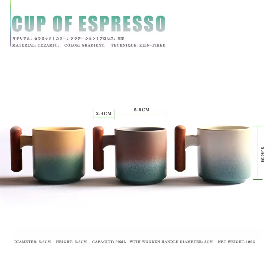 Ensemble de tasses à expresso en bois de 90/210ml